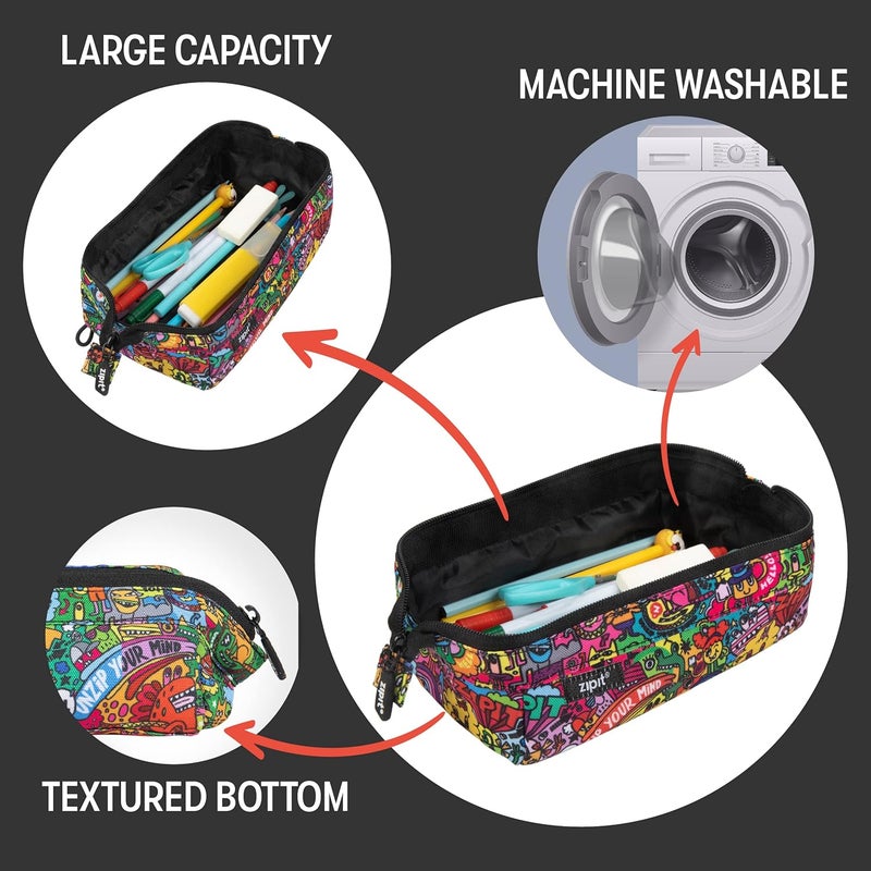 Zipit Lenny Pencil Case, Large Capacity Zipper Pouch for School, Stationery Bag for Teen Girls Boys and Adults, Colorful - Image 3